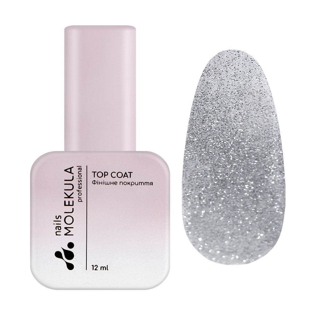 Фінішне покриття для гель-лаку Nails Molekula Professional Flash Effect Top Coat без липкого шару, 12 мл